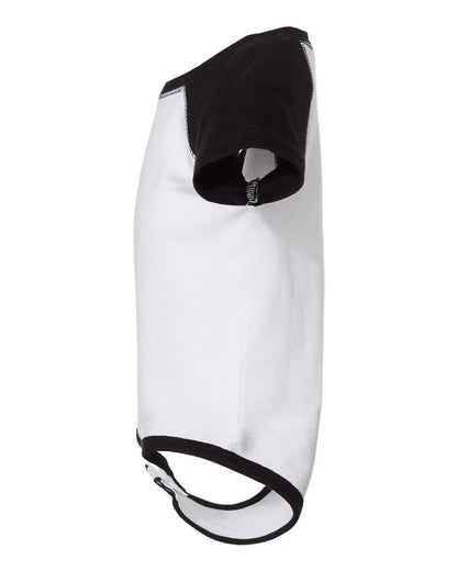 Rabbit Skins Infant Baseball Fine Jersey Bodysuit 4430 #color_White Solid/ Black