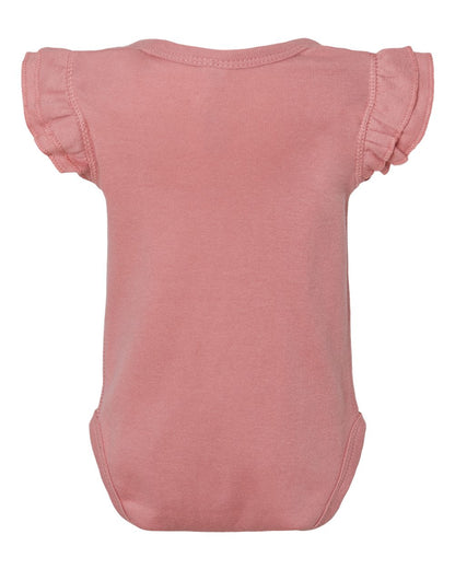Rabbit Skins Infant Flutter Sleeve Baby Rib Bodysuit 4439 #color_Mauvelous