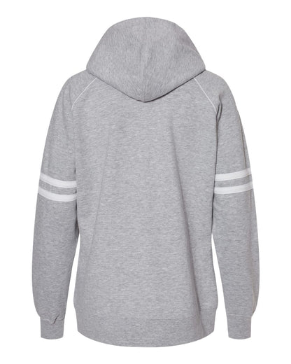 J. America Women's Varsity Fleece Piped Hooded Sweatshirt 8645 #color_Oxford