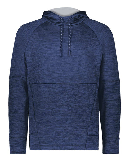 Holloway Men's All-Pro Performance Fleece Hooded Sweatshirt 223580 #color_Navy Heather/ Silver