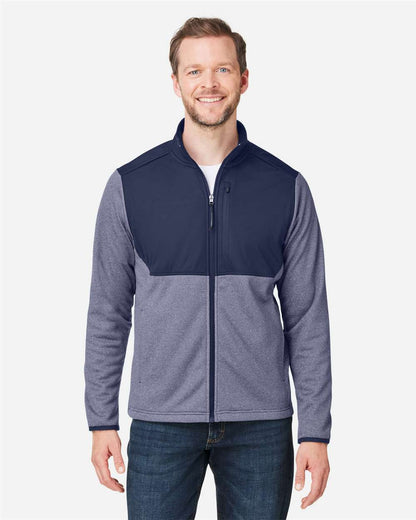 CORE365 Men's Venture Heathered Stripe Hybrid Jacket CE74 #colormdl_Classic Navy/ White