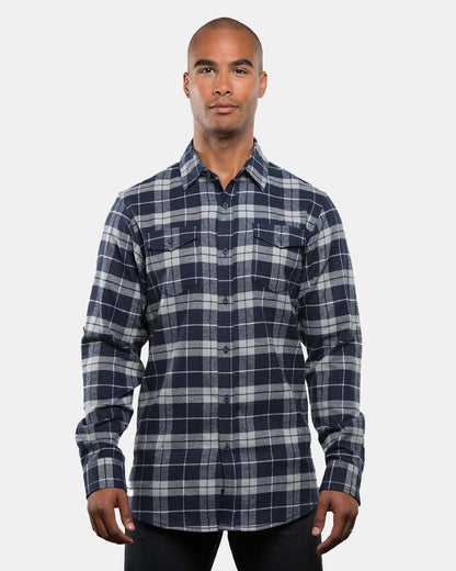 Burnside Yarn-Dyed Long Sleeve Flannel Shirt 8210 #colormdl_Navy/ Grey