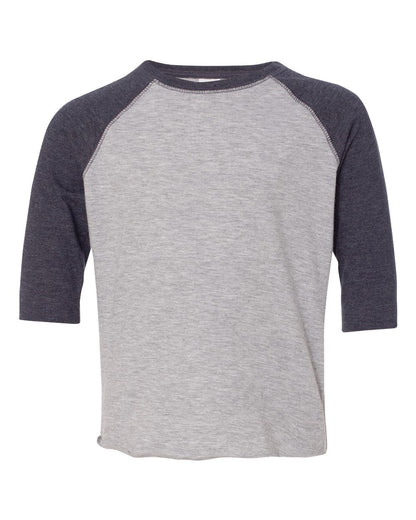 Rabbit Skins Toddler Baseball Fine Jersey Three-Quarter Sleeve Tee 3330 #color_Vintage Heather/ Vintage Smoke