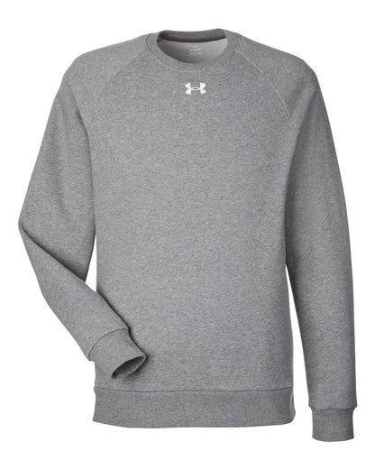 Under Armour Men's Rival Fleece Crewneck Sweatshirt 1379755 #color_CS Grey Light Heather/ White