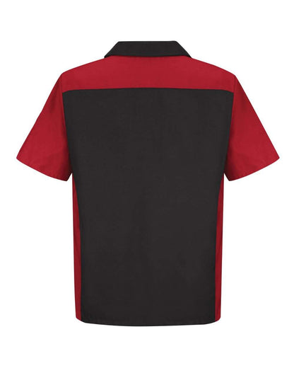 Red Kap Men's Tall Short Sleeve Automotive Crew Shirt SY20T #color_Black/ Red (LONG SIZES)