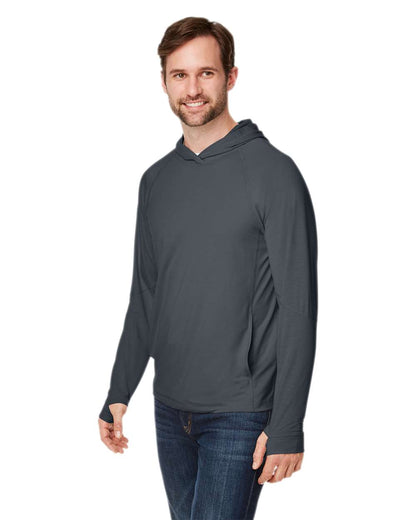 North End Unisex JAQ Stretch Performance Hooded Long Sleeve T-Shirt NE105 #colormdl_Carbon