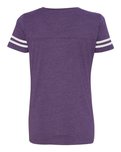 LAT Women's Football V-Neck Fine Jersey Tee 3537 #color_Vintage Purple/ White
