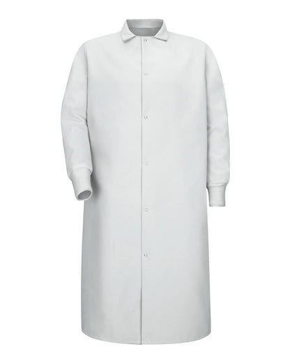 Red Kap Unisex Gripper-Front Pocketless Butcher Coat With Knit Cuffs KS60 #color_White