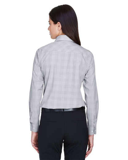 Devon & Jones Women's Crown Collection® Glen Plaid Woven Dress Shirt DG520W #colormdl_White/ Graphite/ Grey Heather