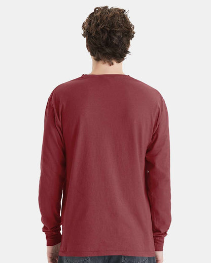 ComfortWash by Hanes Garment-Dyed Long Sleeve T-Shirt With a Pocket GDH250 #colormdl_Cayenne