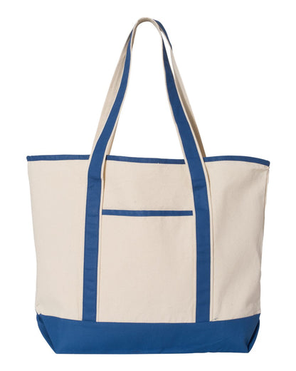 Q-Tees 34.6L Large Canvas Deluxe Tote Q1500 #color_Natural/ Royal