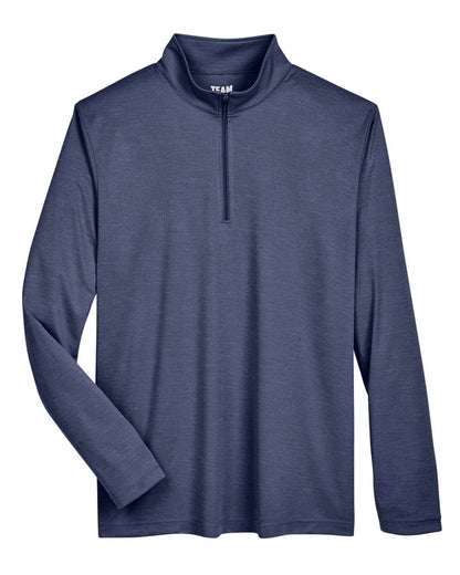 Team 365 Men's Zone Sonic Heather Performance Quarter-Zip Pullover TT31H #color_Sport Dark Navy Heather
