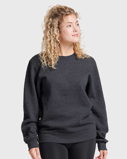 JERZEES Unisex Eco™ Premium Blend Ring-Spun Crewneck Sweatshirt 701MR #colormdl_Black Ink Heather