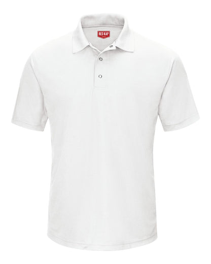 Red Kap Men's Performance Knit Gripper-Front Polo SK74 #color_White