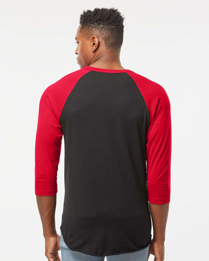 Tultex Fine Jersey Raglan T-Shirt 245 #colormdl_Black/ Red