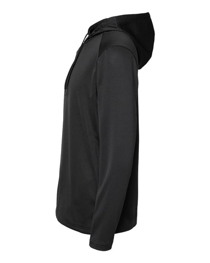 Adidas Men's Textured Mixed Media Midweight Hooded Sweatshirt A530 #color_Black