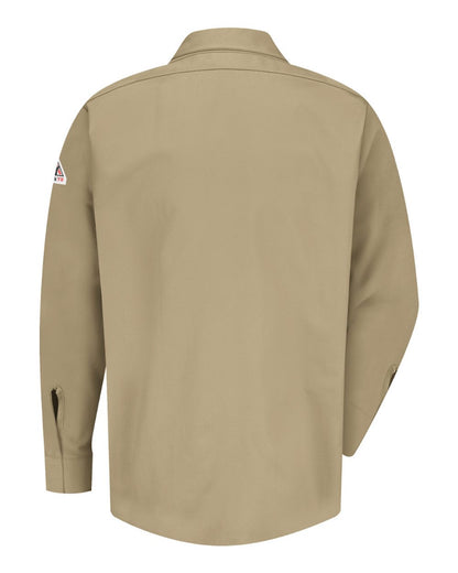 Bulwark Concealed-Gripper Pocketless Work Shirt - Tall Sizes SLS2T #color_Khaki