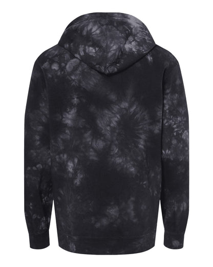 Independent Trading Co. Midweight Tie-Dyed Hooded Sweatshirt PRM4500TD #color_Tie Dye Black