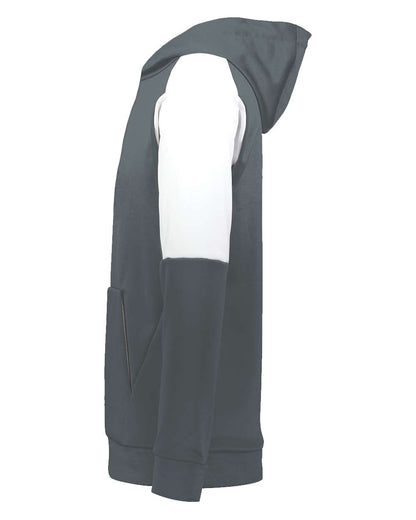 Holloway Youth Blue Chip Hooded Sweatshirt 222640 #color_Iron/ White