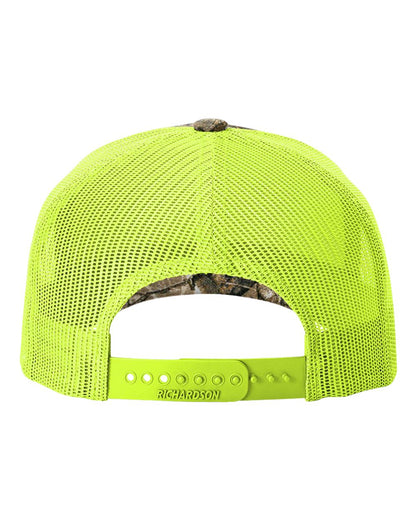 Richardson Five-Panel Printed Trucker Cap 112PFP #color_Realtree Edge/ Neon Yellow