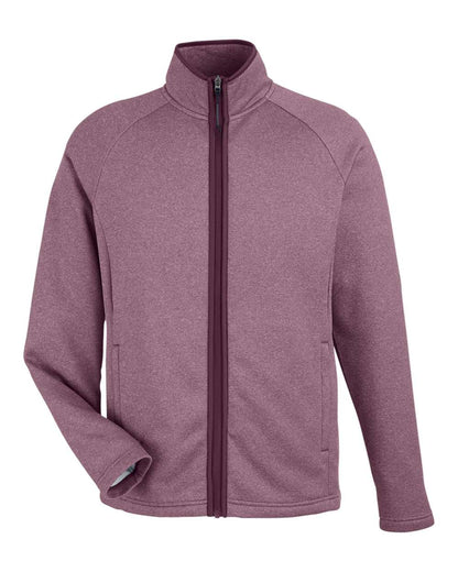 CORE365 Men's Venture Heathered Stripe Full-Zip CE72 #color_Burgundy/ White