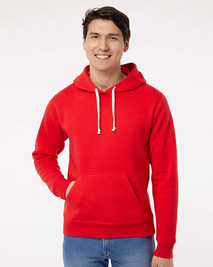J. America Men's Triblend Fleece Hooded Sweatshirt 8871 #colormdl_Red Solid