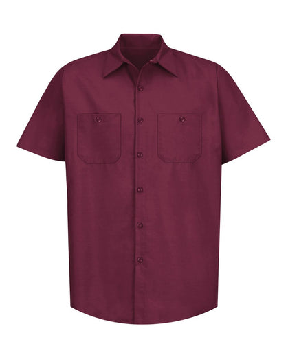 Red Kap Men's Industrial Short Sleeve Work Shirt SP24 #color_Burgundy