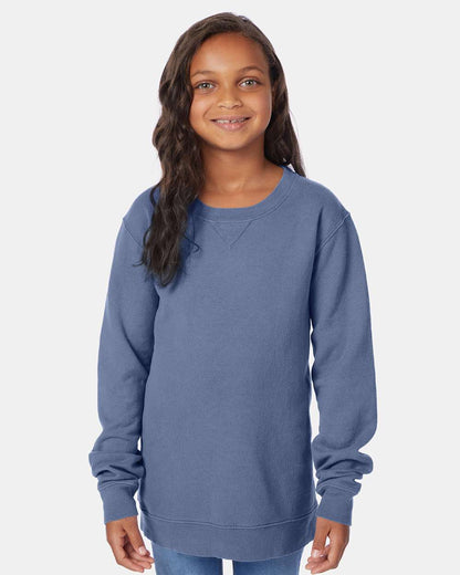 ComfortWash by Hanes Garment-Dyed Youth Crewneck Sweatshirt GDH475 #colormdl_Saltwater