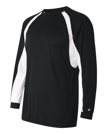 Badger B-Core Hook Long Sleeve T-Shirt 4154 #color_Black/ White