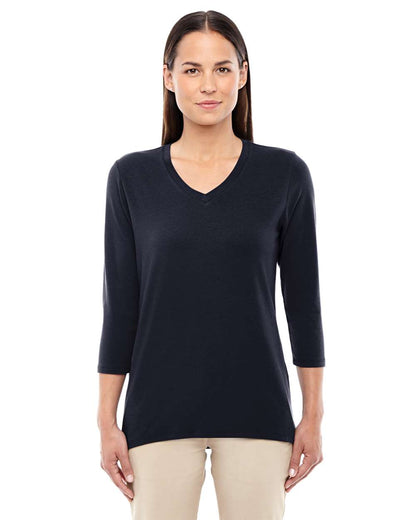 Devon & Jones Women's Perfect Fit™ Bracelet-Length V-Neck Top DP184W #colormdl_Black