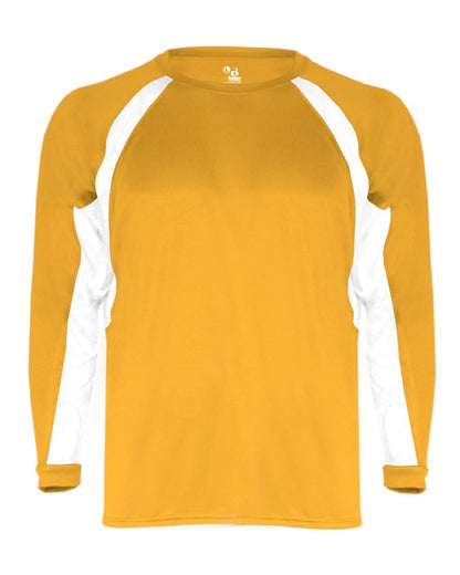 Badger Youth B-Core Hook Long Sleeve T-Shirt 2154 #color_Gold/ White