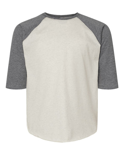 LAT Youth Baseball Fine Jersey Three-Quarter Sleeve Tee 6130 #color_Natural Heather/ Granite Heather