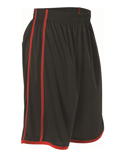 Alleson Athletic Women's Basketball Shorts 535PW #color_Black/ Red