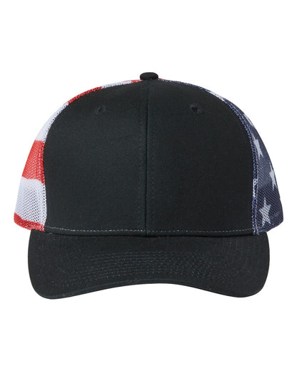 Kati Printed Mesh Trucker Cap S700M #color_Black/ USA Flag