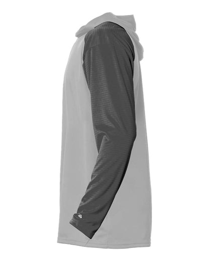 Badger Men's Breakout Hooded Long Sleeve T-Shirt 4235 #color_Silver/ Graphite