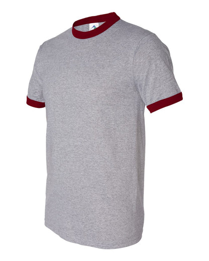 Augusta Sportswear 50/50 Ringer T-Shirt 710 #color_Athletic Heather/ Red