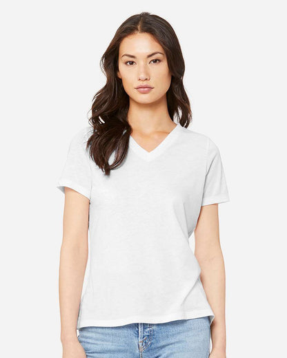 BELLA + CANVAS Women's Relaxed Triblend V-Neck Tee 6415 #colormdl_Solid White Triblend