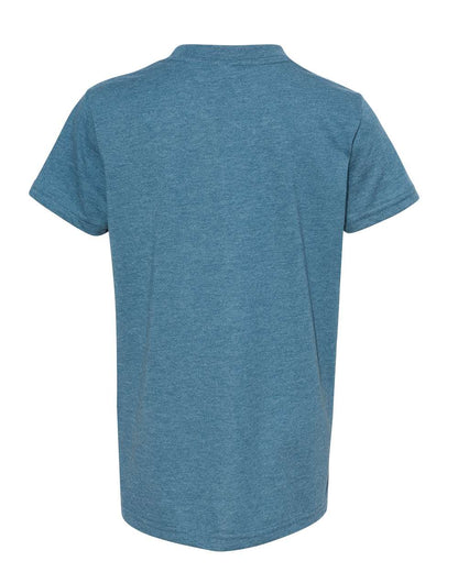 BELLA + CANVAS Youth CVC Jersey Tee 3001YCVC #color_Heather Deep Teal