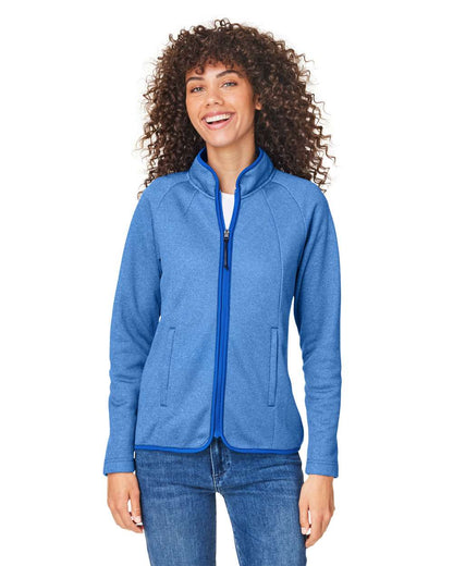 CORE365 Women's Venture Heathered Stripe Full-Zip CE72W #colormdl_True Royal/ White