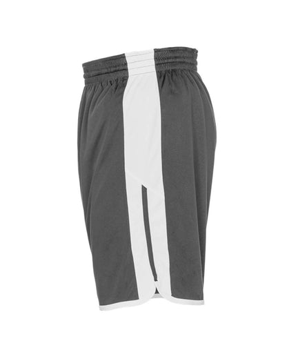 Alleson Athletic Youth Crossover Reversible Shorts 590PSPY #color_Charcoal/ White