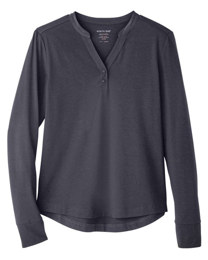North End Women's JAQ Stretch Performance V-Neck Snap Pullover NE400W #color_Carbon