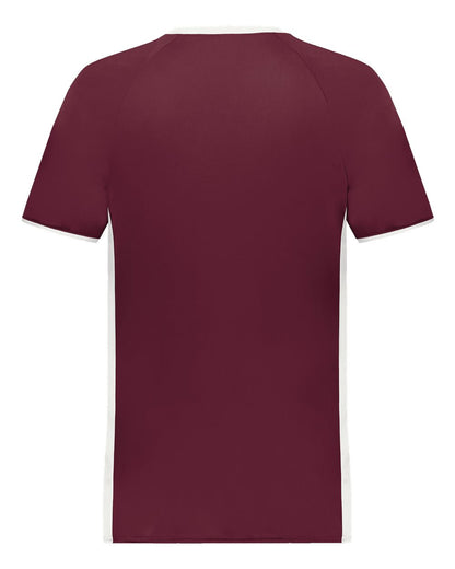 Augusta Sportswear Youth Cutter V-Neck Jersey 6908 #color_Maroon/ White