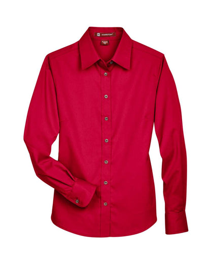 Harriton Women's Easy Blend™ Long Sleeve Twill Dress Shirt with Stain-Release M500W #color_Red