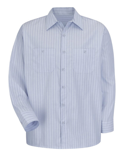 Red Kap Men's Premium Long Sleeve Work Shirt SP10 #color_Light Blue/ Navy Stripe