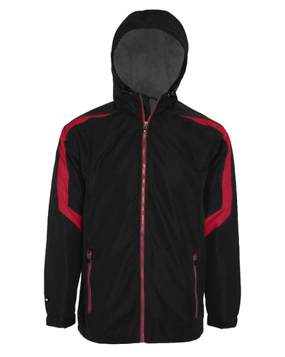 Holloway Men's Charger Hooded Jacket 229059 #color_Black/ Scarlet
