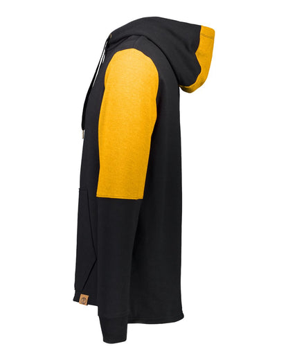 Holloway Men's All-American Team Fleece Colorblocked Hooded Sweatshirt 222581 #color_Black/ Gold Heather