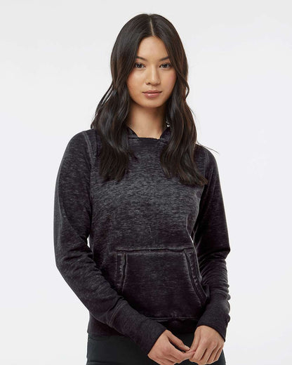 J. America Women's Zen Fleece Hooded Sweatshirt 8912 #colormdl_Twisted Black