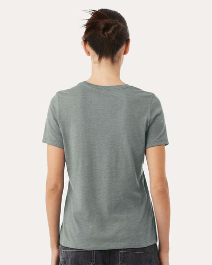 BELLA + CANVAS Women’s Relaxed Fit Heather CVC Tee 6400CVC #colormdl_Heather Blue Storm