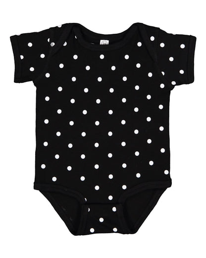 Rabbit Skins Infant Baby Rib Bodysuit 4400 #color_Black/ White Dot