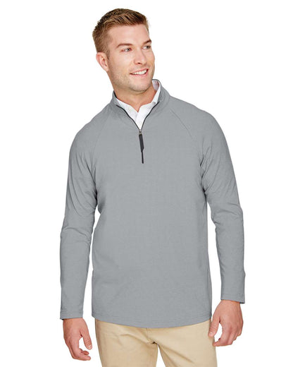 Devon & Jones Men's CrownLux Performance® Clubhouse Micro-Stripe Quarter-Zip Pullover DG480 #colormdl_Black